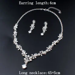 Hoop Earrings 1 set White Cubic Zirconia Rhinestone Zinc 1 Necklace Earrings Women's Basic Elegant Korean Classic Drop Feather Jewelry Set For Party Wedding Carnival / Bridal Jewelry Sets