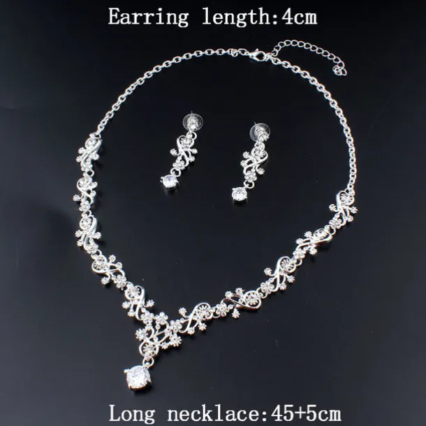 Hoop Earrings 1 set White Cubic Zirconia Rhinestone Zinc 1 Necklace Earrings Women's Basic Elegant Korean Classic Drop Feather Jewelry Set For Party Wedding Carnival / Bridal Jewelry Sets