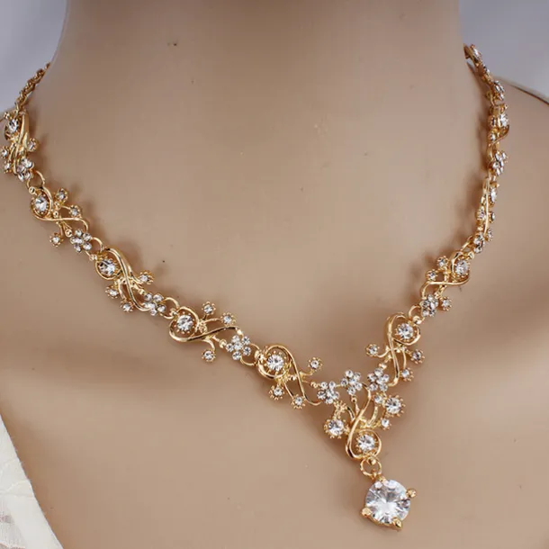 Hoop Earrings 1 set White Cubic Zirconia Rhinestone Zinc 1 Necklace Earrings Women's Basic Elegant Korean Classic Drop Feather Jewelry Set For Party Wedding Carnival / Bridal Jewelry Sets