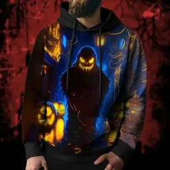 Horror Movie Ghost Hoodie Pullover Halloween 3D Front Pocket Graphic For Couple's Men's Women's Adults' Halloween Carnival Masquerade 3D Print Party Casual Daily