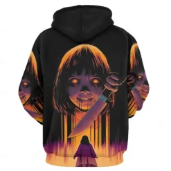 Horror Movie Killer Hoodie Pullover Halloween 3D Front Pocket Graphic For Couple's Men's Women's Adults' Halloween Carnival Masquerade 3D Print Party Casual Daily