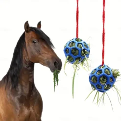 Horse Feeding Toy Ball Hanging Horse Toy Stable Feeding Ball, Stretch Resistant TPR Hay Feeder Toy Ball