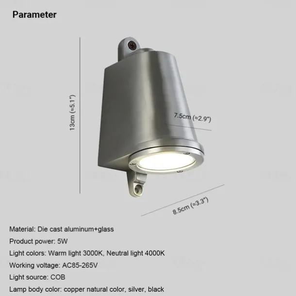 Horseshoe shaped industrial outdoor wall lamp black copper natural silver warm light neutral light waterproof wall lamp IP65 suitable for outdoor walls gardens porch corridors AC85-265V