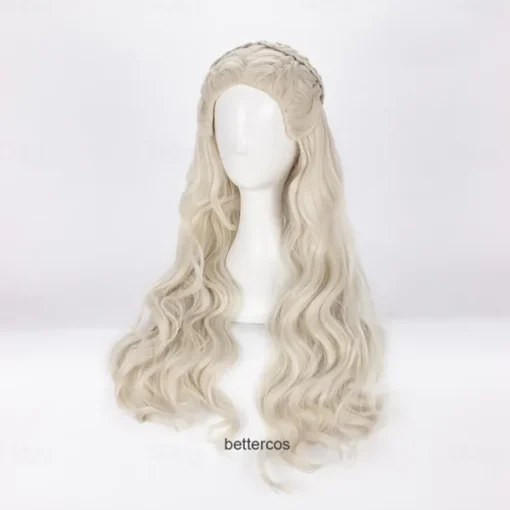 House of the Dragon Daenerys Targaryen Wig ong Wavy Dragon of Mother Heat Resistant Synthetic Hair Wig Wig Cap Halloween Wigs