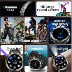 HT30 Smart Watch Rugged Military Men's 1.7 inch 600mAh Battery Compass Sports Fitness Watches Bluetooth Call Smartwatch