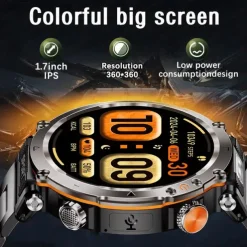 HT30 Smart Watch Rugged Military Men's 1.7 inch 600mAh Battery Compass Sports Fitness Watches Bluetooth Call Smartwatch