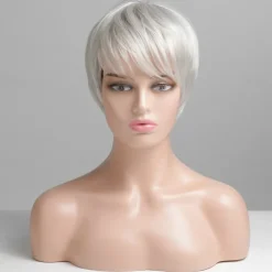 Human Hair Blend Wig Short Straight Pixie Cut Short Hairstyles 2020 Straight Short Side Part Machine Made Women's Natural Black #1B Medium Auburn#30 Strawberry Blonde / Light Blonde 8 inch