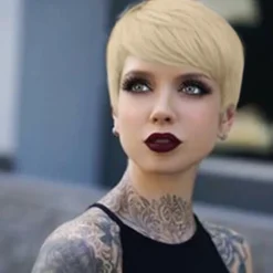 Human Hair Blend Wig Short Straight Pixie Cut Short Hairstyles 2020 Straight Short Side Part Machine Made Women's Natural Black #1B Medium Auburn#30 Strawberry Blonde / Light Blonde 8 inch