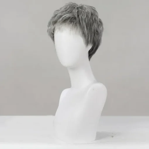 Human Hair Blend Wig Short Loose Curl Water Wave Pixie Cut Side Part Layered Haircut Asymmetrical Dark Gray Cosplay Curler & straightener Natural Hairline Capless Burmese Hair Chinese Hair Men's All