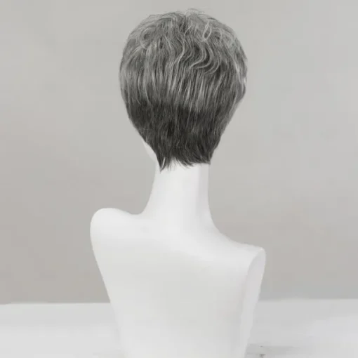 Human Hair Blend Wig Short Loose Curl Water Wave Pixie Cut Side Part Layered Haircut Asymmetrical Dark Gray Cosplay Curler & straightener Natural Hairline Capless Burmese Hair Chinese Hair Men's All