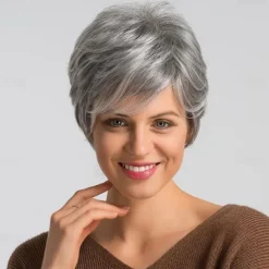 Human Hair Blend Wig Short Natural Straight Pixie Cut Blonde Red Mixed Color Fashionable Design Easy dressing Comfortable Machine Made Women's Dark Wine Black / Grey Beige Blonde / Bleached Blonde 8