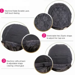 Human Hair Wig Short Natural Straight Pixie Cut Natural Black Adjustable Natural Hairline For Black Women Machine Made Capless Brazilian Hair Women's Natural Black #1B 6 inch Daily Wear Party