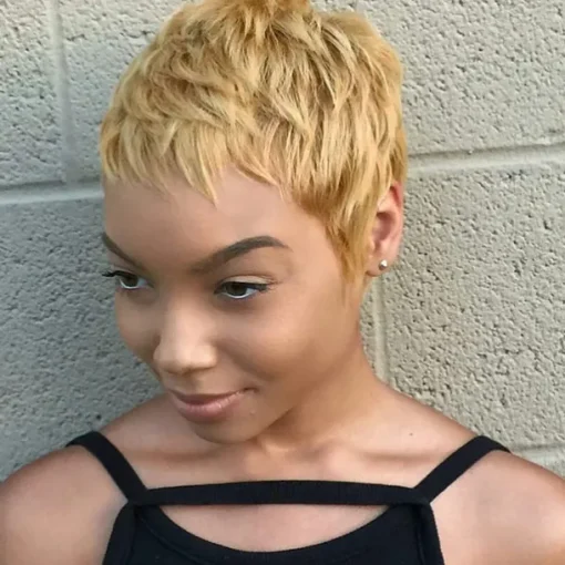 Human Hair Wig Short Natural Wave Pixie Cut Blonde Burgundy Natural Black Adjustable Natural Hairline For Black Women Machine Made Capless Brazilian Hair All Natural Black #1B Medium Auburn#30 Dark