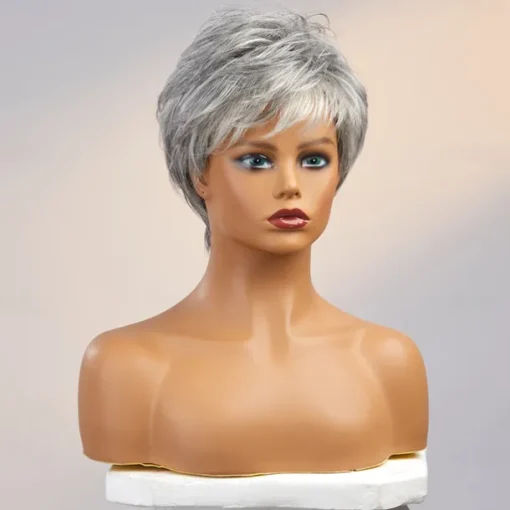 Human Hair Wig Short Straight With Bangs Dark Gray Soft Party Women Capless Brazilian Hair Women's Grey 8 inch Party / Evening Daily Daily Wear
