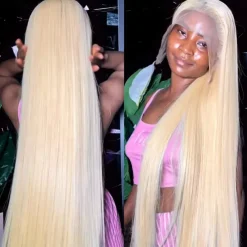 Human Hair 13x4 Lace Front Wig Free Part Peruvian Hair Natural Straight Blonde Wig 150% Density with Baby Hair Glueless Pre-Plucked For wigs for black women Long Human Hair Lace Wig