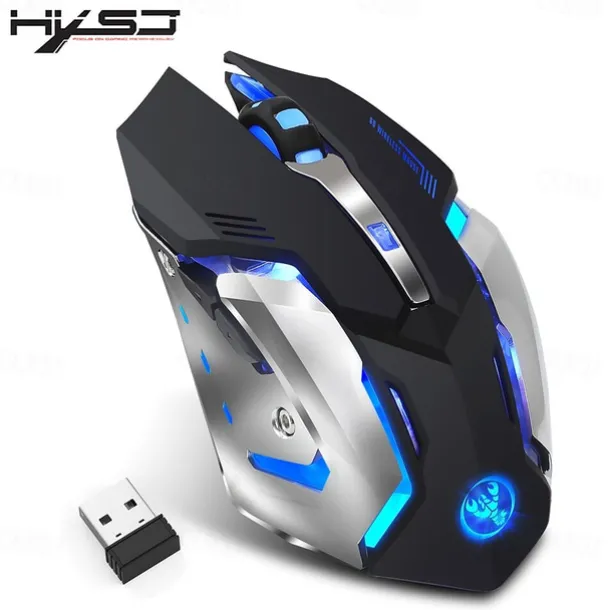 HXSJ M10 2.4Ghz Wireless Gaming Mouse 2400dpi Built-in Battery Rechargeable 7 Color Backlight Breathing Comfort Gamer Mice