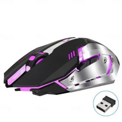 HXSJ M10 2.4Ghz Wireless Gaming Mouse 2400dpi Built-in Battery Rechargeable 7 Color Backlight Breathing Comfort Gamer Mice