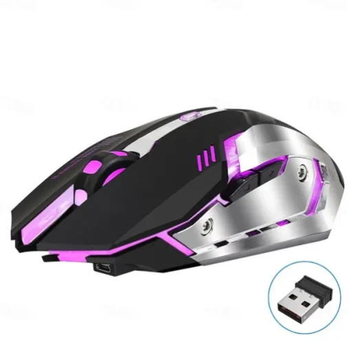 HXSJ M10 2.4Ghz Wireless Gaming Mouse 2400dpi Built-in Battery Rechargeable 7 Color Backlight Breathing Comfort Gamer Mice
