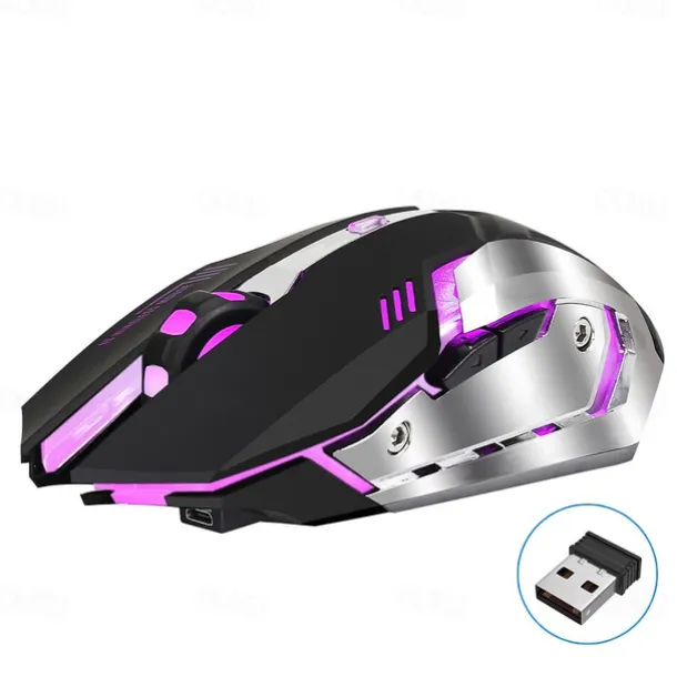 HXSJ M10 2.4Ghz Wireless Gaming Mouse 2400dpi Built-in Battery Rechargeable 7 Color Backlight Breathing Comfort Gamer Mice