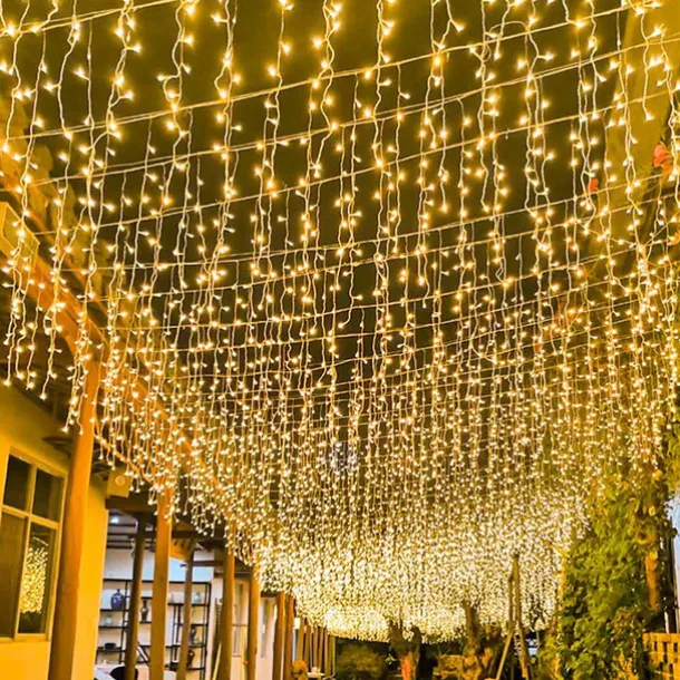 Icicle Dripping Curtain String Fairy Lights 4M - 120 LED Christmas Outdoor Window Decorations for Fairy Xmas Garden & Party Decor