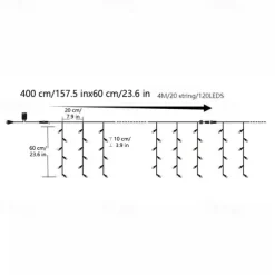 Icicle Dripping Curtain String Fairy Lights 4M - 120 LED Christmas Outdoor Window Decorations for Fairy Xmas Garden & Party Decor