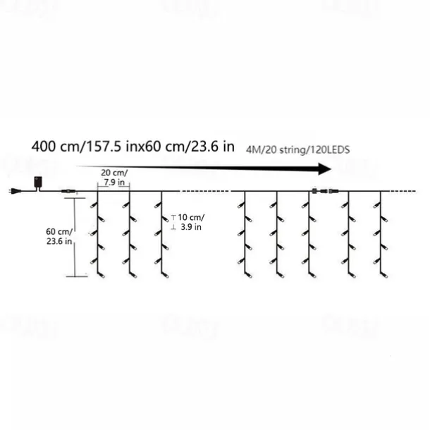 Icicle Dripping Curtain String Fairy Lights 4M - 120 LED Christmas Outdoor Window Decorations for Fairy Xmas Garden & Party Decor
