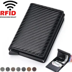 ID Credit Bank Card Holder Wallet Luxury Brand Men Anti Rfid Blocking Protected Magic Leather Slim Mini Small Money Wallets Case