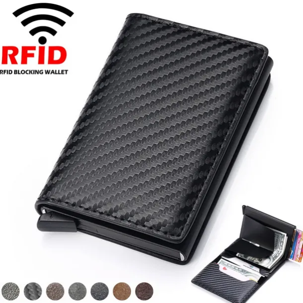 ID Credit Bank Card Holder Wallet Luxury Brand Men Anti Rfid Blocking Protected Magic Leather Slim Mini Small Money Wallets Case