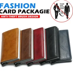 ID Credit Bank Card Holder Wallet Luxury Brand Men Anti Rfid Blocking Protected Magic Leather Slim Mini Small Money Wallets Case