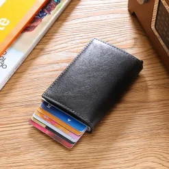 ID Credit Bank Card Holder Wallet Luxury Brand Men Anti Rfid Blocking Protected Magic Leather Slim Mini Small Money Wallets Case
