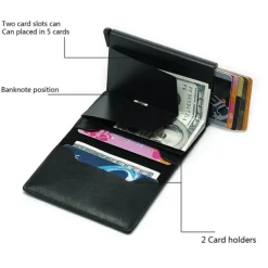 ID Credit Bank Card Holder Wallet Luxury Brand Men Anti Rfid Blocking Protected Magic Leather Slim Mini Small Money Wallets Case