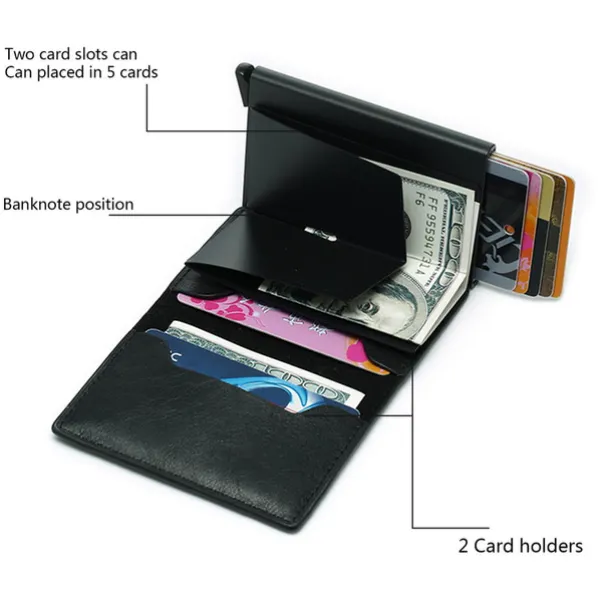 ID Credit Bank Card Holder Wallet Luxury Brand Men Anti Rfid Blocking Protected Magic Leather Slim Mini Small Money Wallets Case