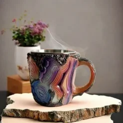 Imitation Mineral Crystal Coffee Mugs 2025 Colorful Resin Crystal - Elegant Christmas Gift for Home & Office, Ideal for Christmas