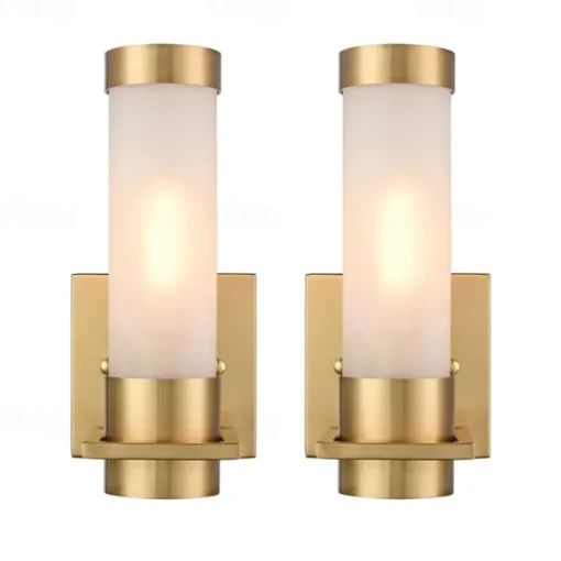 IModern Wall Light Fixture Nickel 1 PCS Wall Sconce Bathroom Wall Lighting with Cylinder Clear Glass Shade for Bathroom 110-240V