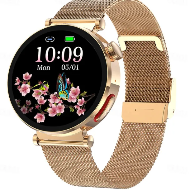 iMosi ECG PPG Women Smart Watch 1.27 inch Full Touch Screen Bluetooth Call Temperature Monitoring Pedometer Compatible with Android iOS Hands-Free Calls Waterproof IP68