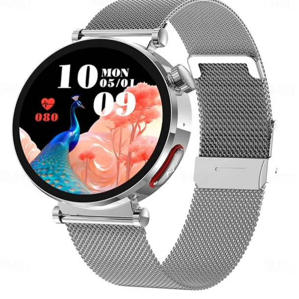 iMosi ECG PPG Women Smart Watch 1.27 inch Full Touch Screen Bluetooth Call Temperature Monitoring Pedometer Compatible with Android iOS Hands-Free Calls Waterproof IP68