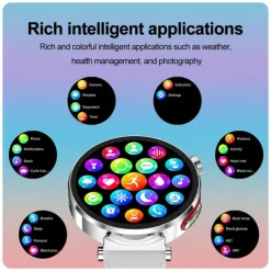 iMosi ECG PPG Women Smart Watch 1.27 inch Full Touch Screen Bluetooth Call Temperature Monitoring Pedometer Compatible with Android iOS Hands-Free Calls Waterproof IP68