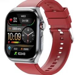 iMosi ET585 Smart Watch 2.04 inch Smartwatch Fitness Running Watch Bluetooth ECG+PPG Temperature Monitoring Pedometer Compatible with Android iOS Women Men Hands-Free Calls Waterproof Media Control