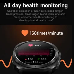 iMosi ET492 Smart Watch 1.43 inch Smartwatch Fitness Running Watch Bluetooth ECG+PPG Temperature Monitoring Pedometer Compatible with Android iOS Women Men Hands-Free Calls Waterproof Media Control