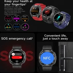 iMosi ET492 Smart Watch 1.43 inch Smartwatch Fitness Running Watch Bluetooth ECG+PPG Temperature Monitoring Pedometer Compatible with Android iOS Women Men Hands-Free Calls Waterproof Media Control