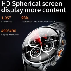 iMosi H18 Smart Watch 1.95 inch Smartwatch Fitness Running 4G Watch Pedometer Call Reminder Heart Rate Monitor Compatible with Smartphone Men GPS Long Standby Hands-Free Calls IP 67 52mm