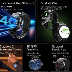 IMOSI 1.8-inch Smart Watch 4G Network SIM Card Google Play Download APP Camera GPS WIFI Call 4G/32GB ROM Android Men Smartwatch