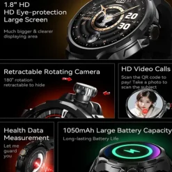 IMOSI 1.8-inch Smart Watch 4G Network SIM Card Google Play Download APP Camera GPS WIFI Call 4G/32GB ROM Android Men Smartwatch