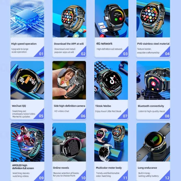 iMosi P68 Smart Watch 1.51 inch 4G LTE Cellular Smartwatch Phone 4G Pedometer Call Reminder Heart Rate Monitor Compatible with Smartphone Men GPS Hands-Free Calls Waterproof IP 67 46mm Watch Case