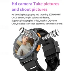 iMosi PG999 Smart Watch 1.54 inch 4G LTE Cellular Smartwatch Phone 4G Pedometer Call Reminder Heart Rate Monitor Compatible with Null Men GPS Long Standby Hands-Free Calls IP 67 43mm Watch Case