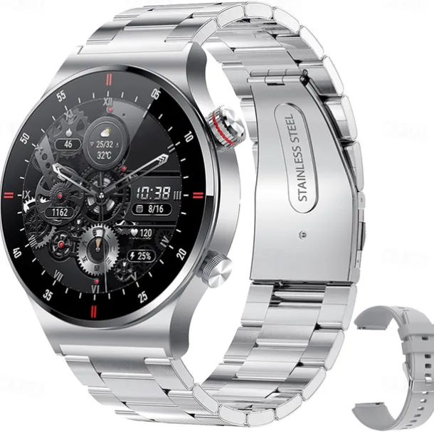 iMosi QW32 Smart Watch 1.28 inch Smartwatch Fitness Running Watch Bluetooth ECG+PPG Pedometer Call Reminder Compatible with Android iOS Women Men Hands-Free Calls Waterproof Media Control IP 67 46mm