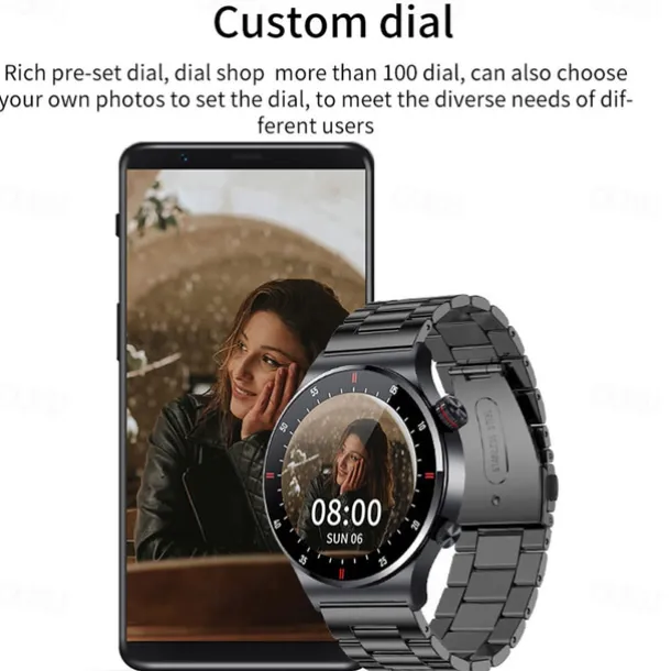 iMosi QW32 Smart Watch 1.28 inch Smartwatch Fitness Running Watch Bluetooth ECG+PPG Pedometer Call Reminder Compatible with Android iOS Women Men Hands-Free Calls Waterproof Media Control IP 67 46mm