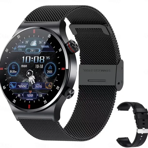 iMosi QW32 Smart Watch 1.28 inch Smartwatch Fitness Running Watch Bluetooth ECG+PPG Pedometer Call Reminder Compatible with Android iOS Women Men Hands-Free Calls Waterproof Media Control IP 67 46mm