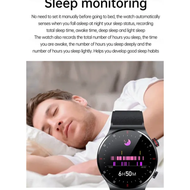 iMosi QW32 Smart Watch 1.28 inch Smartwatch Fitness Running Watch Bluetooth ECG+PPG Pedometer Call Reminder Compatible with Android iOS Women Men Hands-Free Calls Waterproof Media Control IP 67 46mm