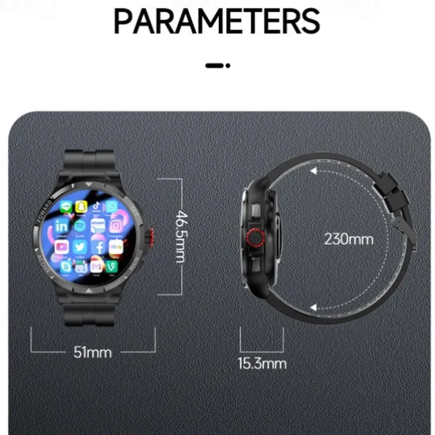 iMosi V10 Smart Watch 1.43 inch Smartwatch Fitness Running Watch 4G Pedometer Call Reminder Activity Tracker Compatible with Smartphone Men Waterproof Long Standby Hands-Free Calls IP 67 47mm Watch